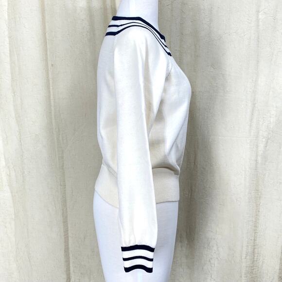 Liz Claiborne Liz Co Pullover Sweater Wmns M Hvy Knit Square Raglan Nautical Vtg - Picture 4 of 12